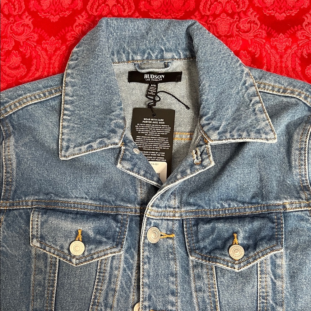 Hudson Jeans Women’s S/M Denim Trucker Jacket Medium Wash 100% Cotton NWT